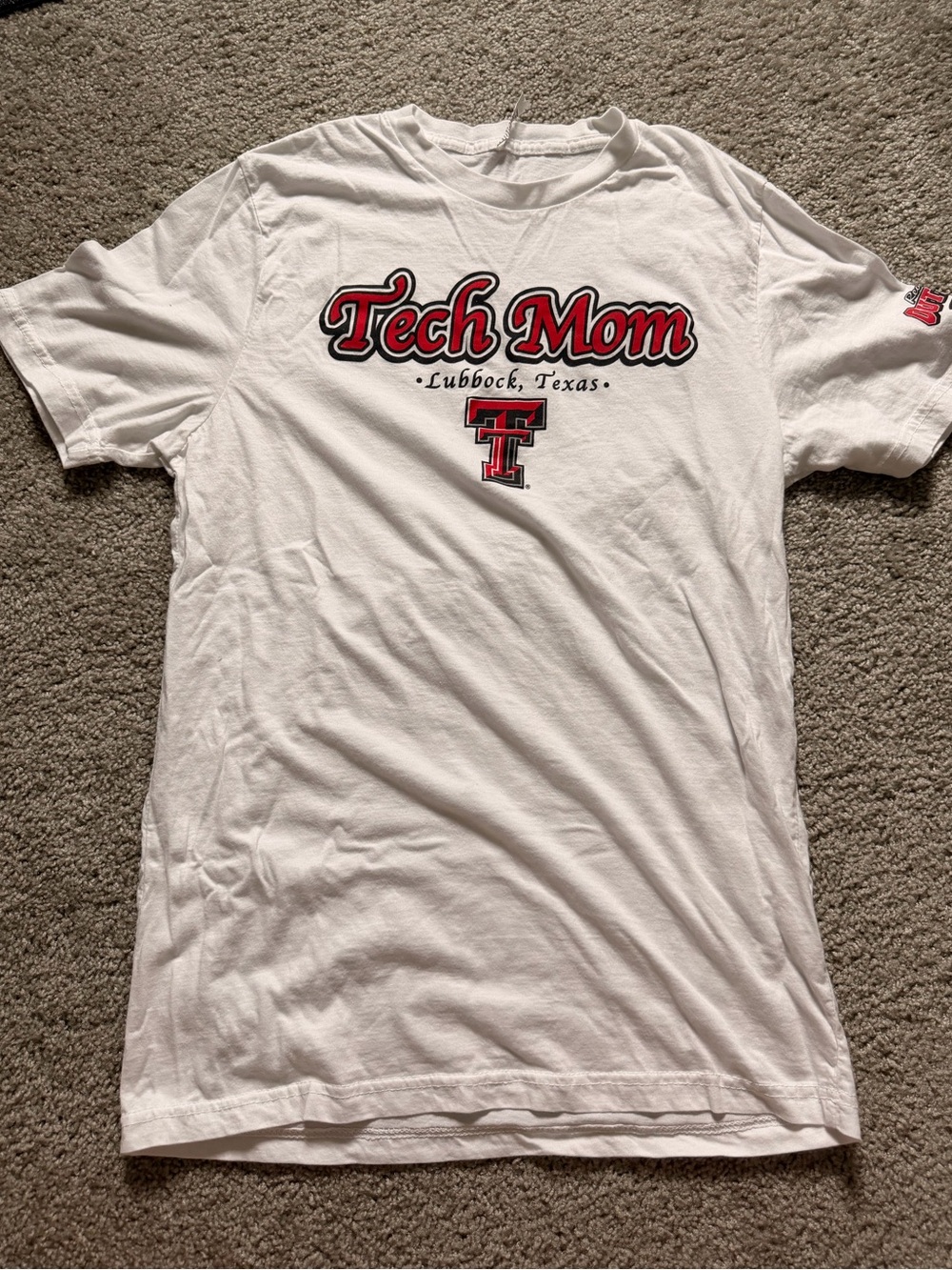 "Texas Tech Mom" Short Sleeve Tee with Red & Black Logo